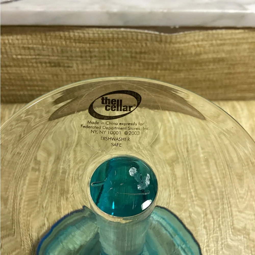 New Vintage 2003 The Cellar for Macy’s Set of Blue Blown Glass Margarita Glasses